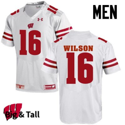 Men's Wisconsin Badgers NCAA #16 Russell Wilson White Authentic Under Armour Big & Tall Stitched College Football Jersey BX31N03GA